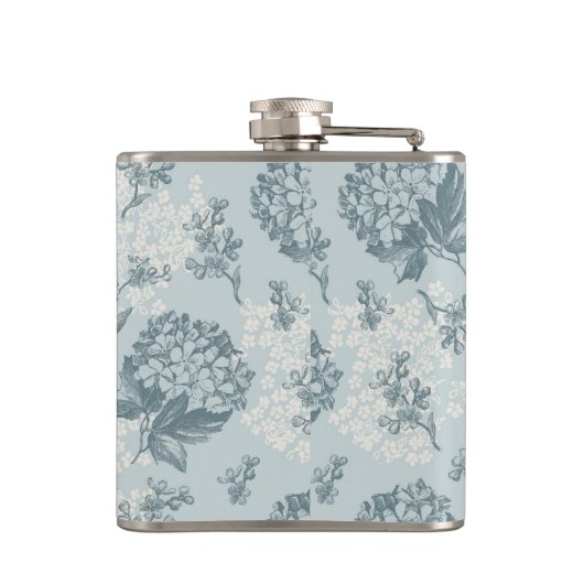 Retrofloreel patroon met viburnum bloemen heupfles (Achterkant)