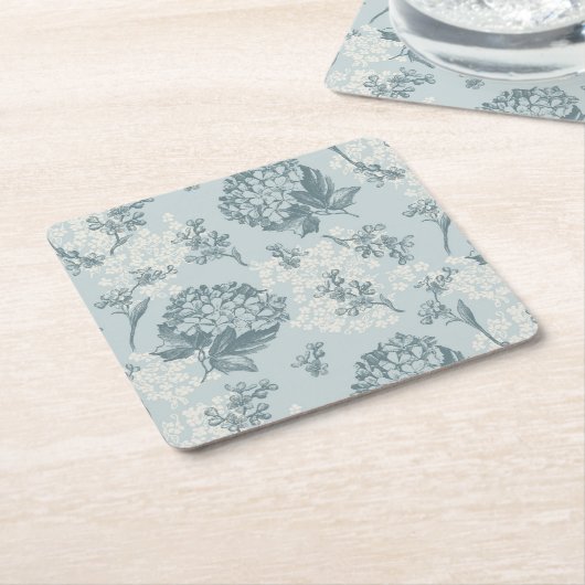 Retrofloreel patroon met viburnum bloemen kartonnen onderzetters (Schuin)