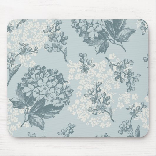 Retrofloreel patroon met viburnum bloemen muismat (Voorkant)