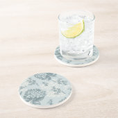 Retrofloreel patroon met viburnum bloemen zandsteen onderzetter (Zijkant)