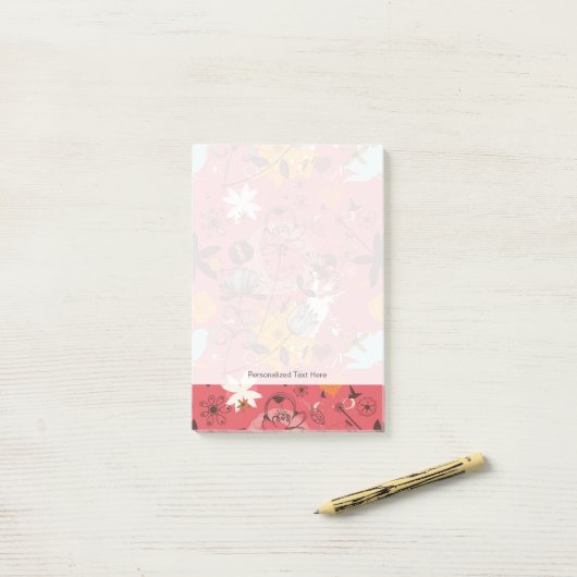 Retroflorpatroon 2 post-it® notes (Op bureau)