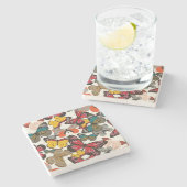 Retroflorpatroon 2 stenen onderzetter (Zijkant)