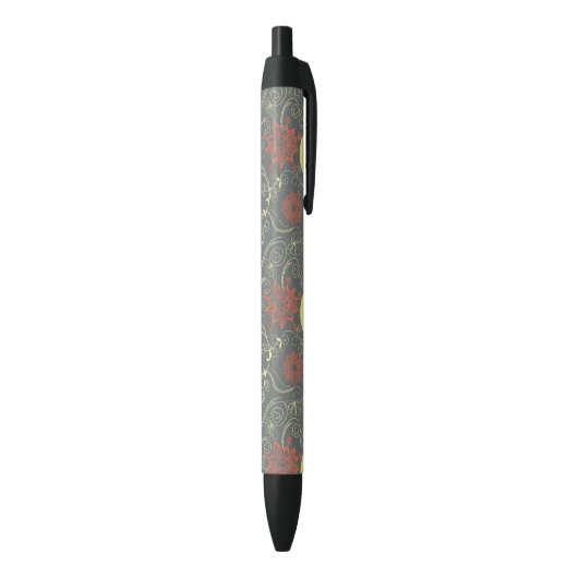 Retroflorpatroon 2 zwarte inkt pen (Achterkant (Verticaal))