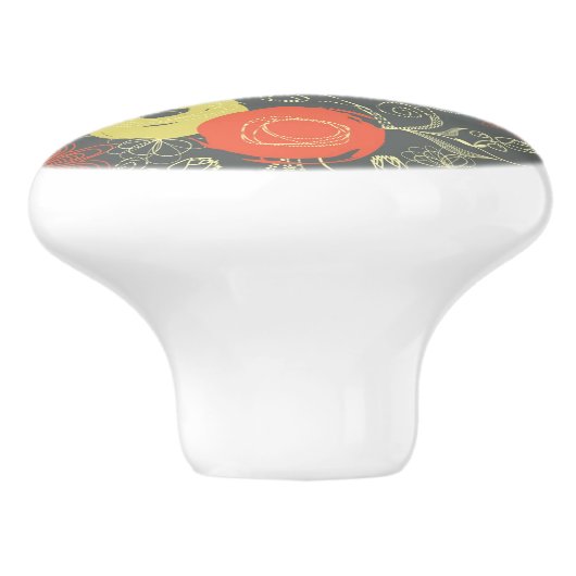 Retroflorpatroon 3 keramische knop (Zijkant)