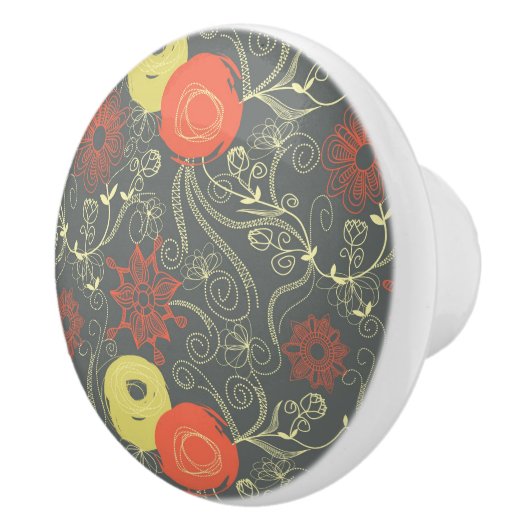 Retroflorpatroon 3 keramische knop (Rechts)