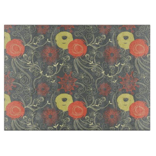 Retroflorpatroon 3 snijplank (Voorkant)