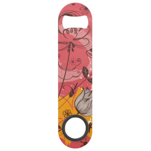 Retroflorpatroon 3 speed flessenopener (Voorkant)