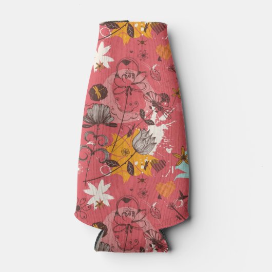 Retroflorpatroon 4 flesjeskoeler (Voorkant)