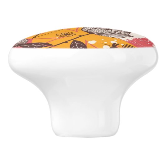 Retroflorpatroon 4 keramische knop (Zijkant)