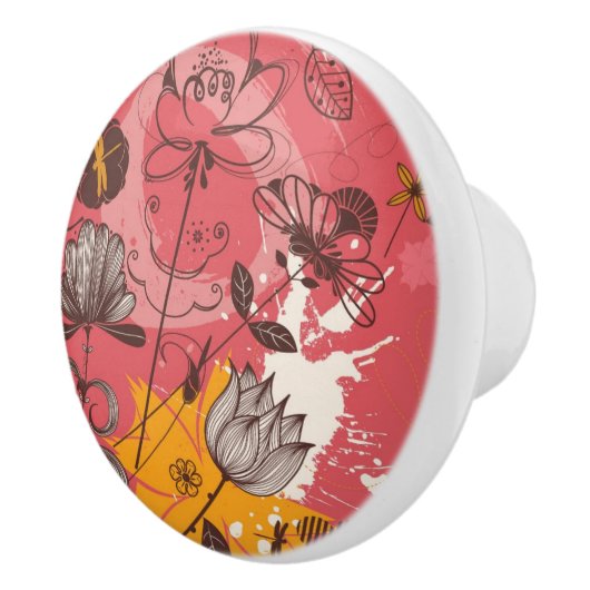 Retroflorpatroon 4 keramische knop (Rechts)