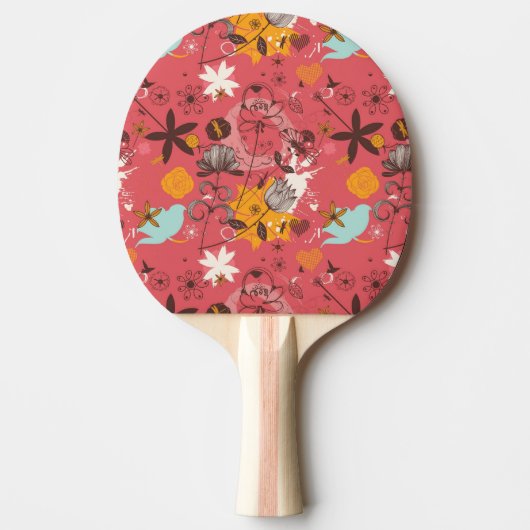 Retroflorpatroon 5 tafeltennisbatje (Voorkant)