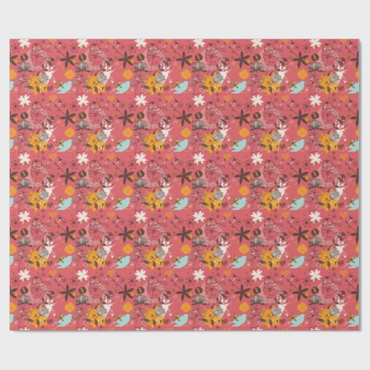 Retroflorpatroon 7 cadeaupapier (Vlak)