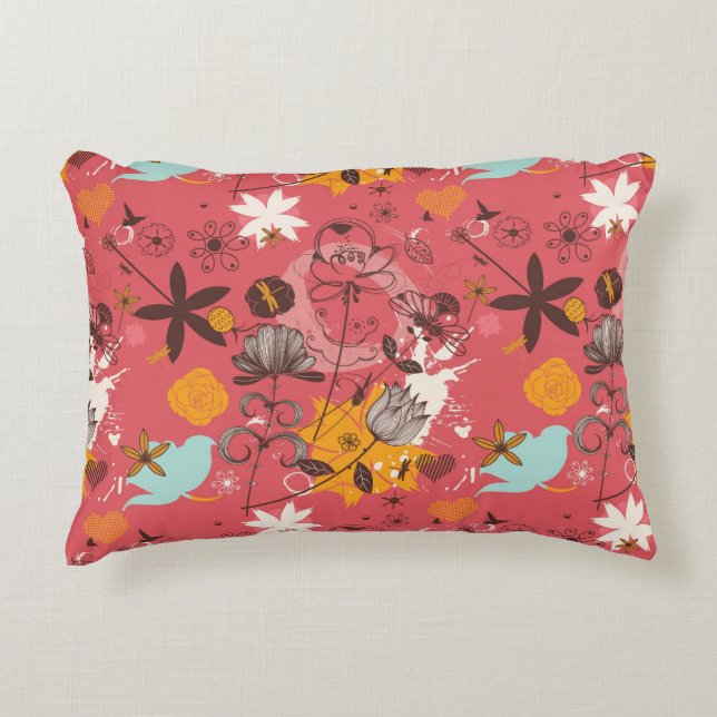 Retroflorpatroon 7 decoratief kussen (Voorkant)