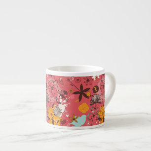 Retroflorpatroon 7 espresso kop