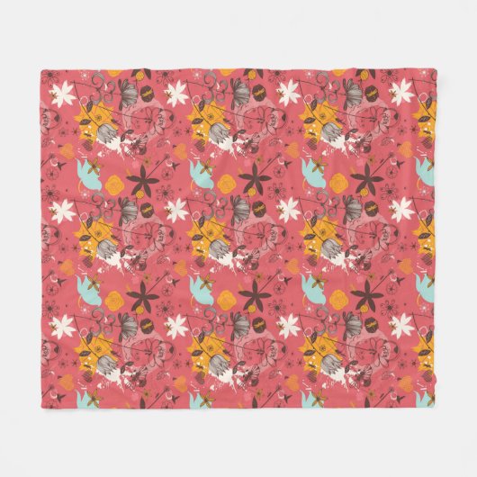 Retroflorpatroon 7 fleece deken (Voorkant (Horizontaal))