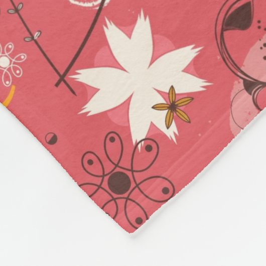 Retroflorpatroon 7 fleece deken (Hoek)