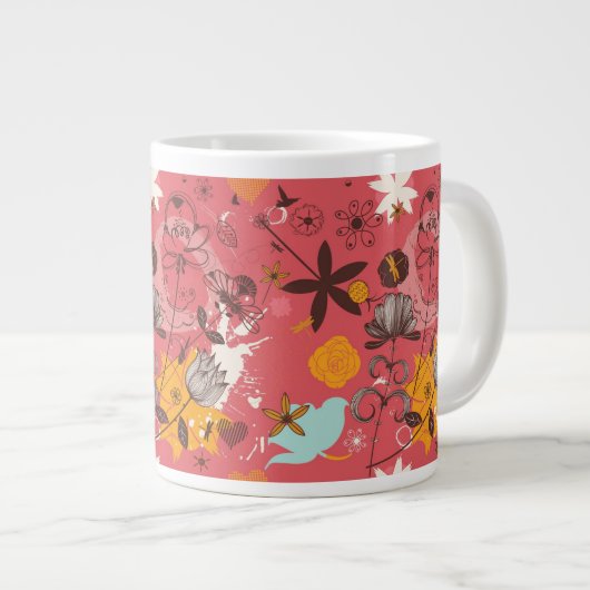 Retroflorpatroon 7 grote koffiekop (Voorkant rechts)