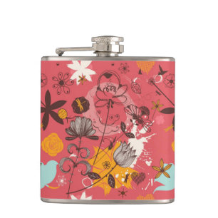 Retroflorpatroon 7 heupfles