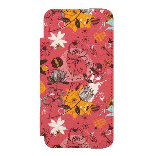 Retroflorpatroon 7 incipio iPhone portemonnee hoesje (Voorkant Agenda)