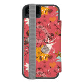 Retroflorpatroon 7 incipio iPhone portemonnee hoesje (Agenda Achterkant)