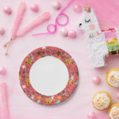 Retroflorpatroon 7 papieren bordje (Feest)