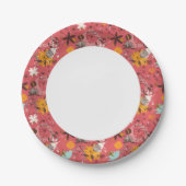 Retroflorpatroon 7 papieren bordje (Voorkant)