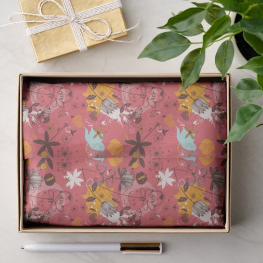 Retroflorpatroon 7 tissuepapier (Geschenk)