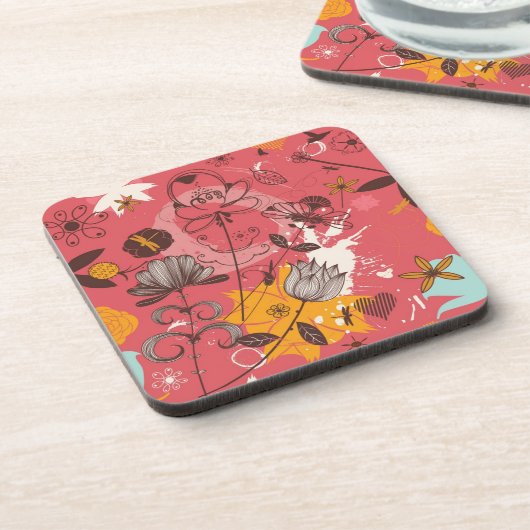 Retroflorpatroon Bier Onderzetter (Linkerzijde)