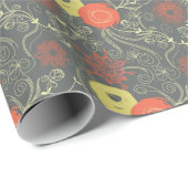 Retroflorpatroon Cadeaupapier (Rol Hoek)