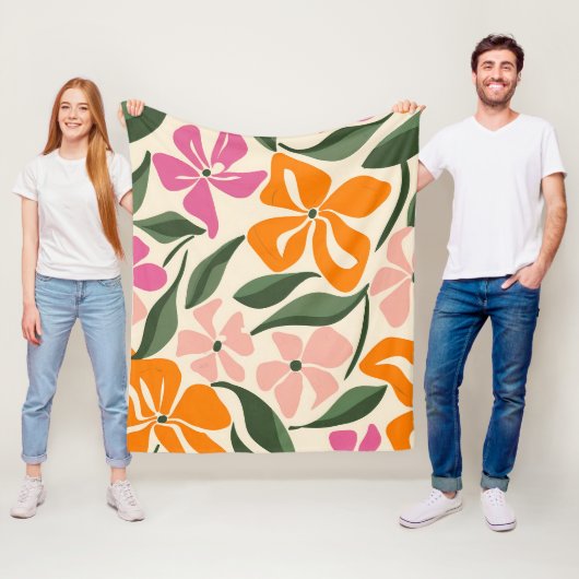 Retroflorpatroon Fleece Deken (In situ)