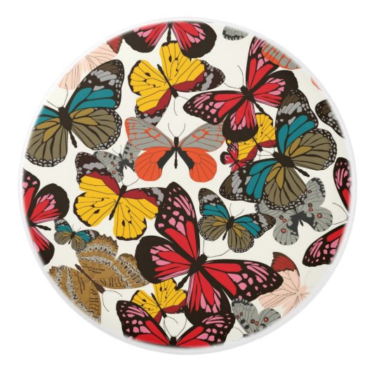 Retroflorpatroon Keramische Knop (Voorkant)