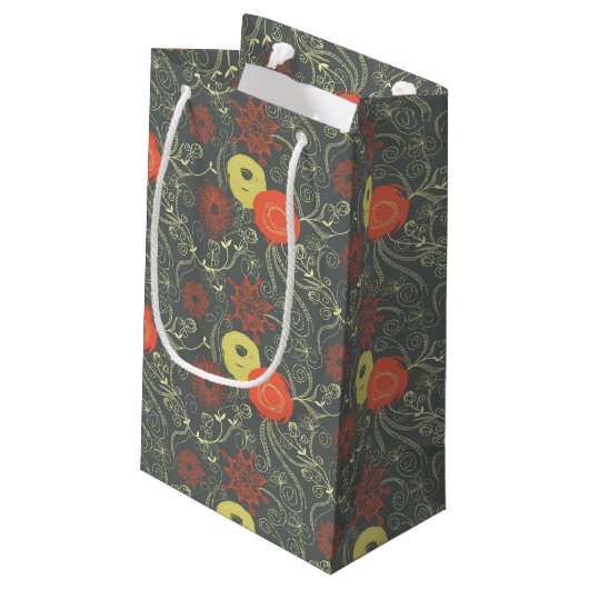 Retroflorpatroon Klein Cadeauzakje (Achterkant Gekanteld)