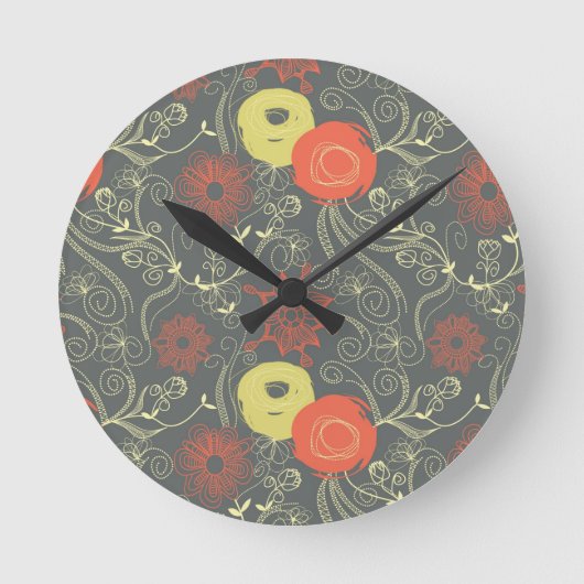 Retroflorpatroon Ronde Klok (Voorkant)