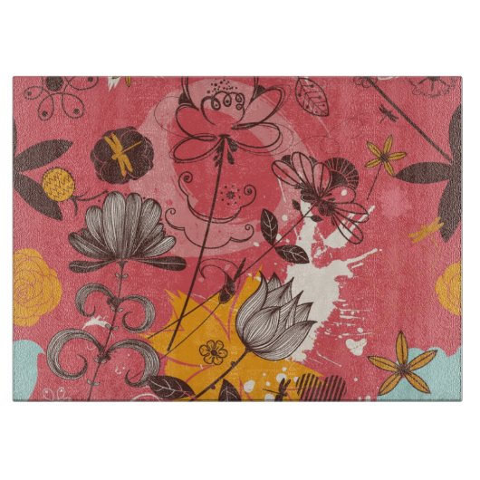 Retroflorpatroon Snijplank (Voorkant)