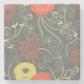 Retroflorpatroon Stenen Onderzetter (Voorkant)