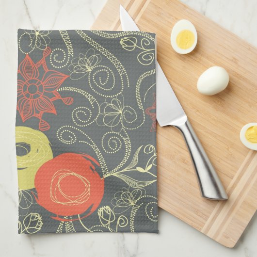 Retroflorpatroon Theedoek (Quarter Fold)