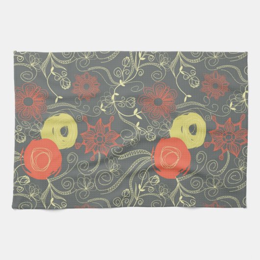 Retroflorpatroon Theedoek (Horizontaal)