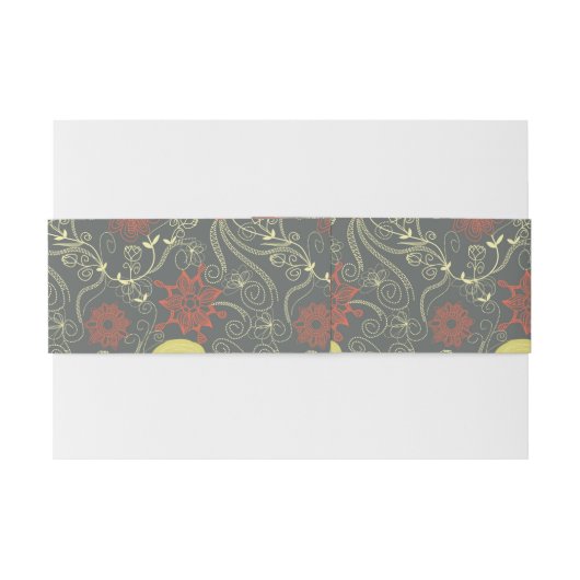 Retroflorpatroon Uitnodigingen Wikkel (Achterkant Voorbeeld)