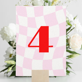 Retrofpatroon rood roze tabelnummer kaart