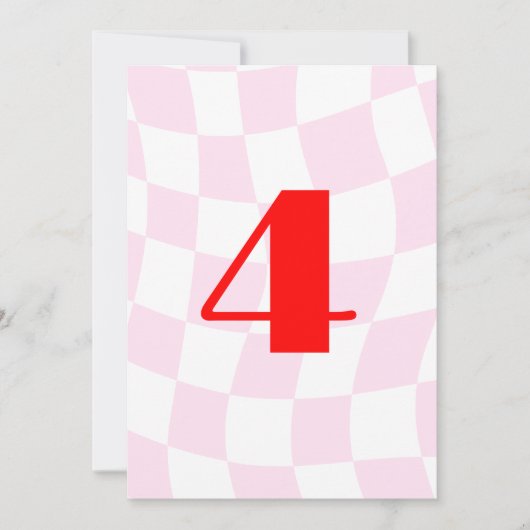 Retrofpatroon rood roze tabelnummer kaart (Voorkant)