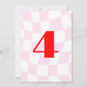 Retrofpatroon rood roze tabelnummer kaart (Achterkant)