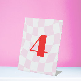 Retrofpatroon rood roze tabelnummer reclamebord met voetstuk
