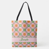 Retrofritme geometrisch patroon tote bag (Voorkant)