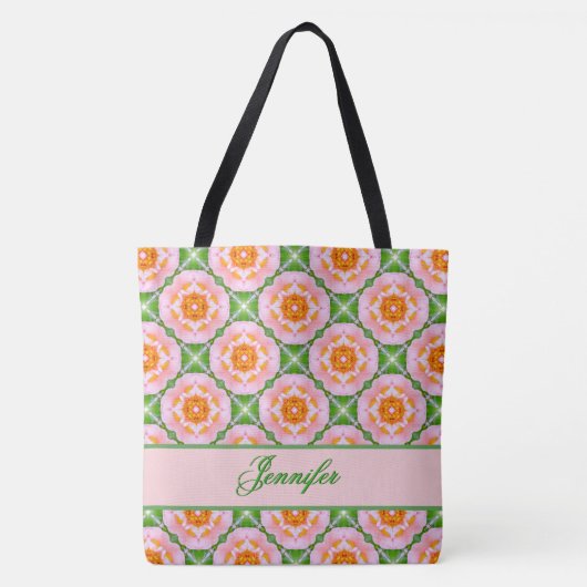 Retrofritme geometrisch patroon tote bag (Voorkant)