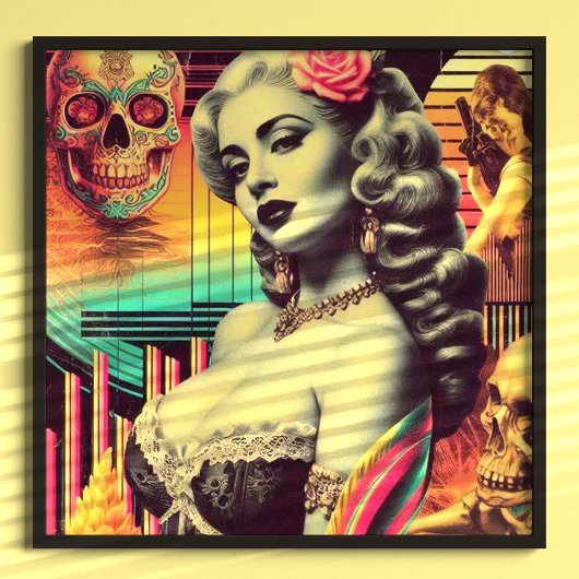 Retrofuturisme Collage Pin-up Poster