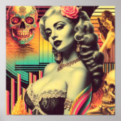 Retrofuturisme Collage Pin-up Poster (Voorkant)