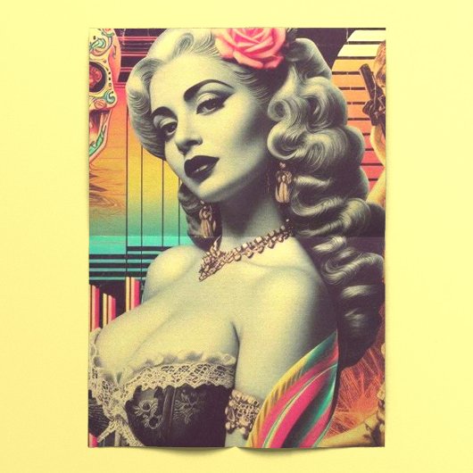 Retrofuturisme Collage Pin-up Tissuepapier