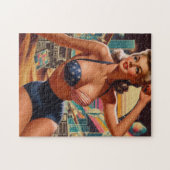 Retrofuturisme Schattigee pin-up Legpuzzel (Horizontaal)