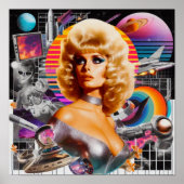 Retrofuturisme Sci-Fi Vrouw Poster (Voorkant)
