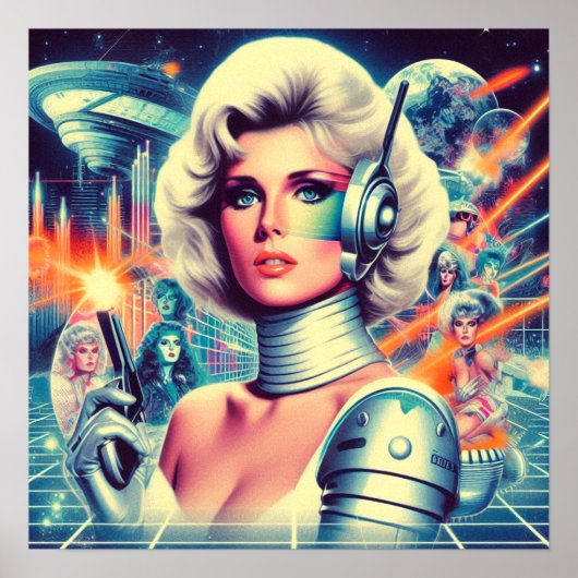Retrofuturisme Science Fiction Woman Poster (Voorkant)
